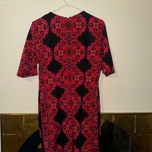 Taylor Vibrant Pink and Black Midi Dress